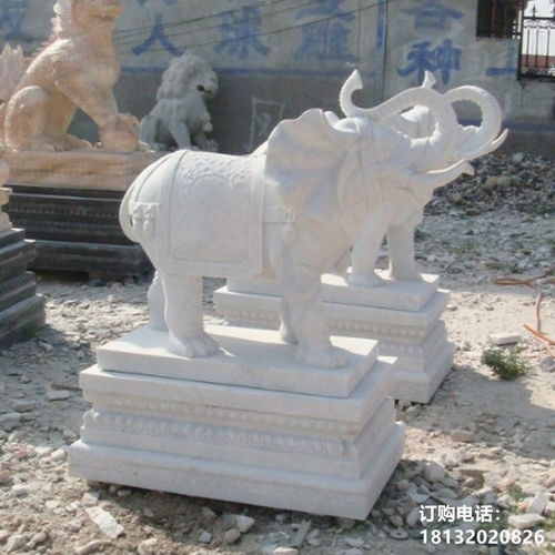 石头吉祥如意大象 吴忠汉白玉雕塑大象制作厂