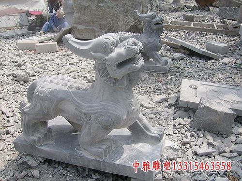 石雕青石貔貅门墩雕塑 汉中大理石雕塑貔貅
