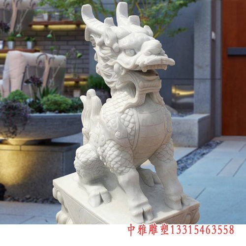 古代青石麒麟门墩 张掖麒麟大理石雕塑制作厂家