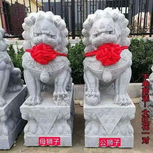 陕西省咸阳石材雕塑狮子销售厂家 商洛石雕墓地狮子 西安青石狮子厂家