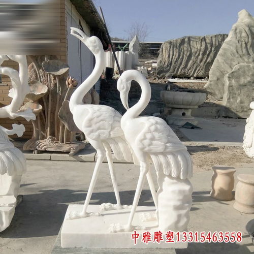 晚霞红仙鹤石雕 忻州仙鹤汉白玉雕塑价格