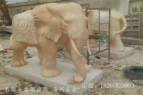 石雕大象80公分现货宁安 石雕工艺品 批发零售海川石业