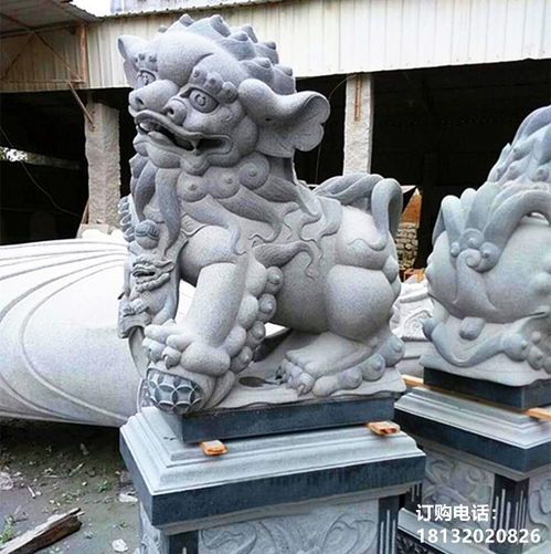 青石石狮子门墩 广州花岗岩雕塑狮子厂